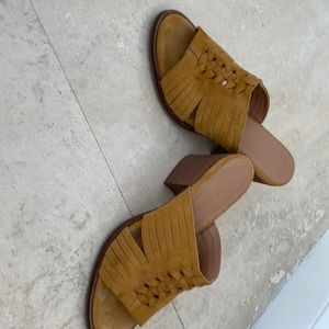 Garnet Hill, made in Spain mustard suede sandal